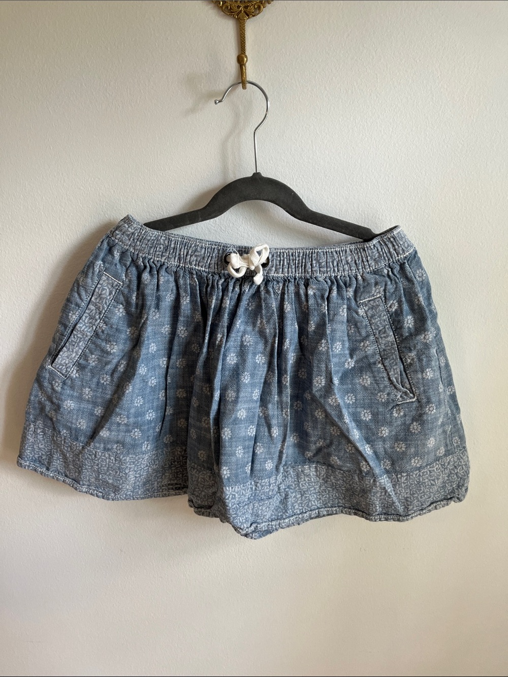 Cherokee Blue Floral Girls' Skirt with White Drawstring